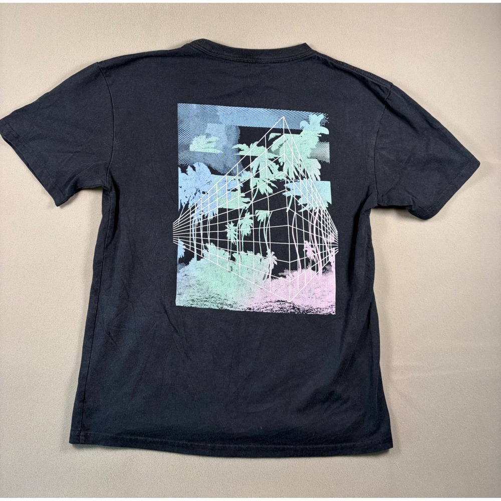 Original Use Mens Small Black Graphic Tee Boxy Fit Palm Tree Vaporwave T-Shirt
